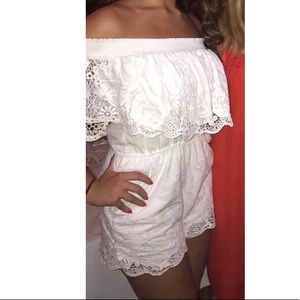 Off the Shoulder Lace Romper